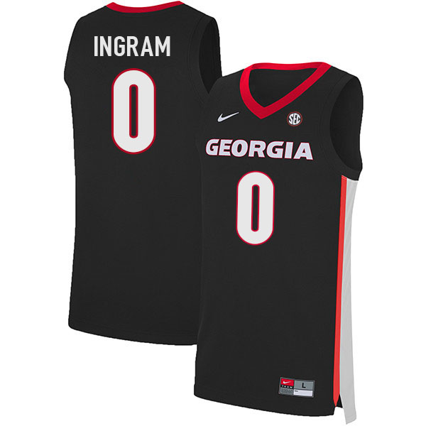 Men #0 Jailyn Ingram Georgia Bulldogs College Basketball Jerseys Sale-Black